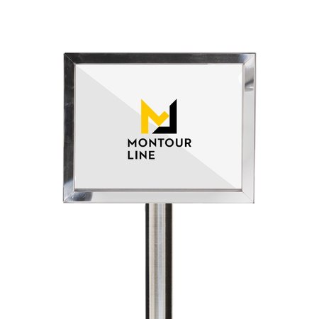MONTOUR LINE Sign Frame Floor Standing 8.5 x 11 in. H Pol. S.S., LINE FORMS HERE FS200-8511-H-PS-LINEFORMSHERE